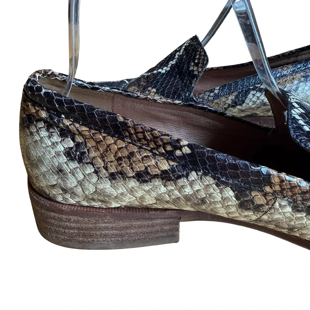 Madewell Leather Frances Snake Embossed Loafers Flats Slip On Shoes Brown 9.5